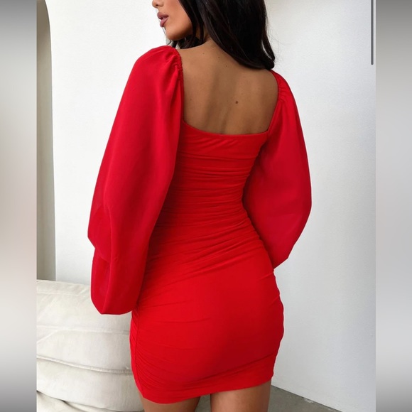 THATSSOFETCH RED BODYCON DRESS - Picture 2 of 5